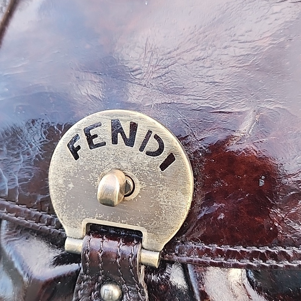 AUTHENTIC RARE FENDI Patent Leather Magic Burgundy Brown Bag - Picture 2 of 16